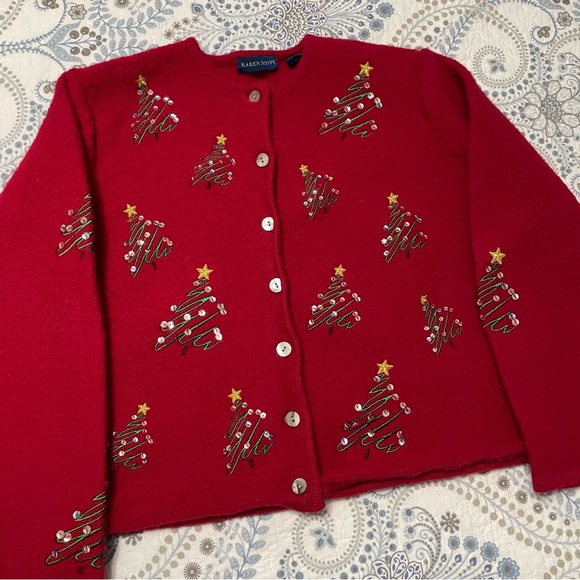 Karen Scott Wool Christmas Cardigan - Picture 11 of 13